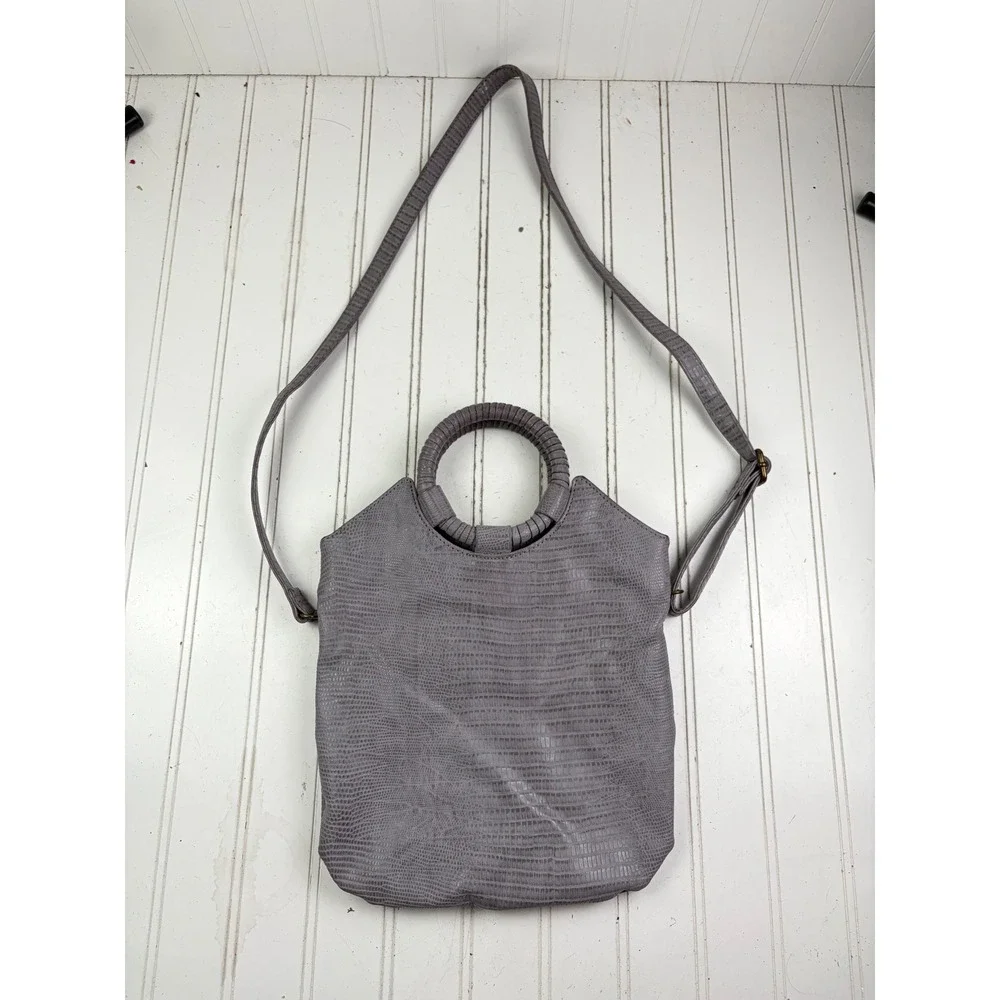 Anthropologie Vintage Y2K Gray Lizard Embossed Handle Shoulder Crossbody Bag